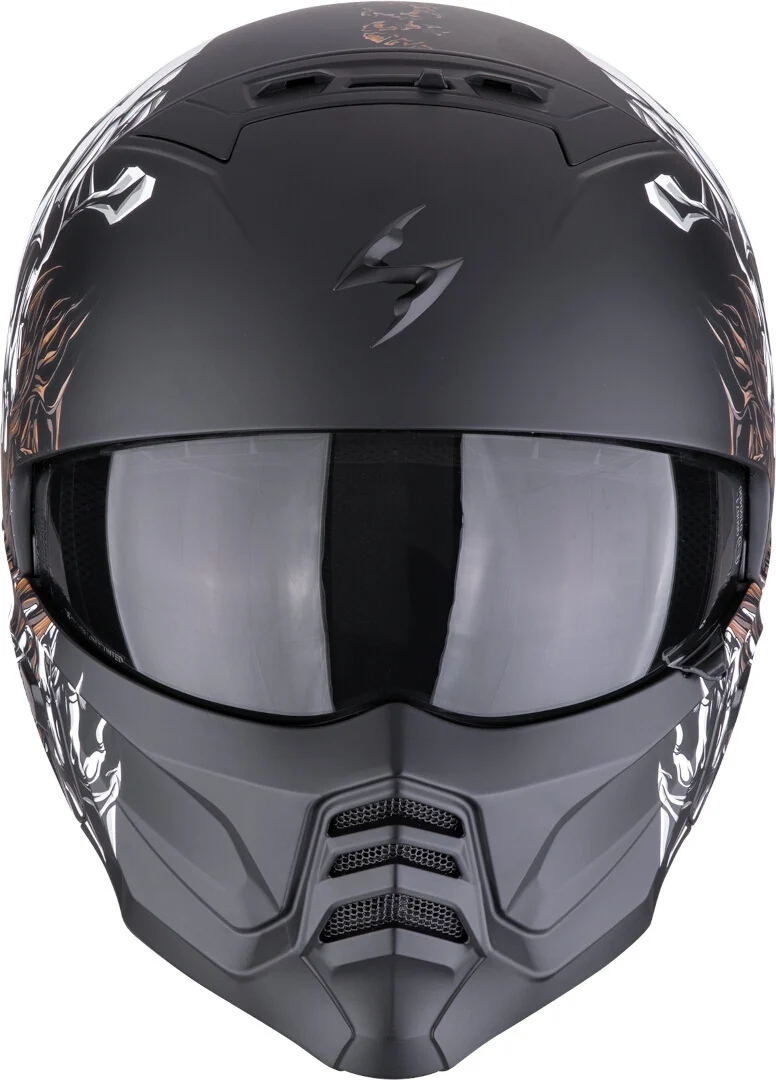 SCORPION EXO-COMBAT II GENESIS Moto Jet Casco Negro Mate Blanco Dorado