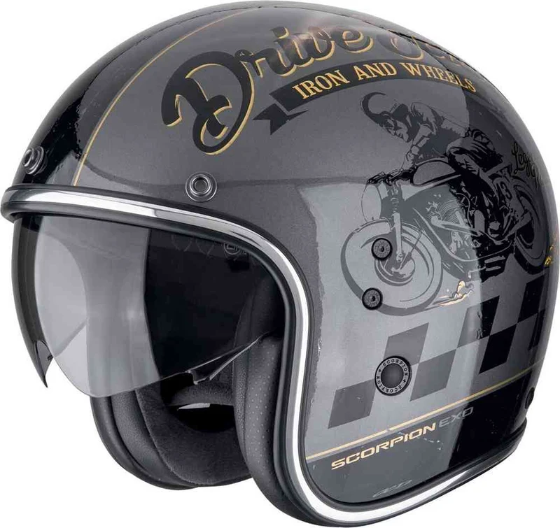 SCORPION BELFAST EVO DRIVE FAST ABIERTO CASCO Plata-Negro-Oro