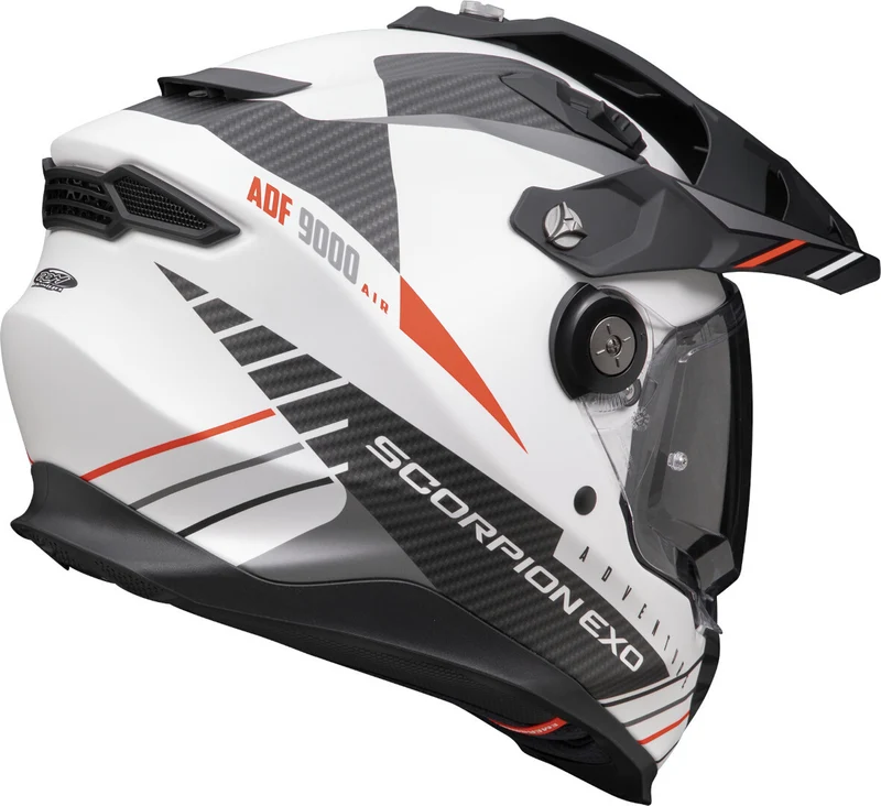 SCORPION ADF 9000 AIR FEAT Aventura Moto Casco Blancoate Negro Rojo