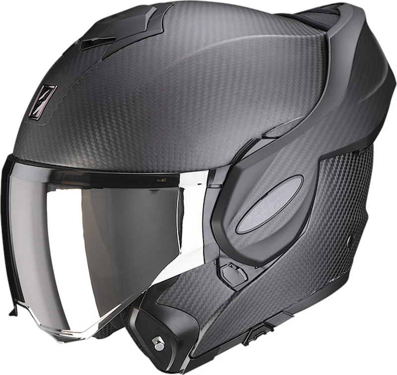 SCORPION Exo-Tech Evo De Carbono Sólido Casco Modular Negro Mate