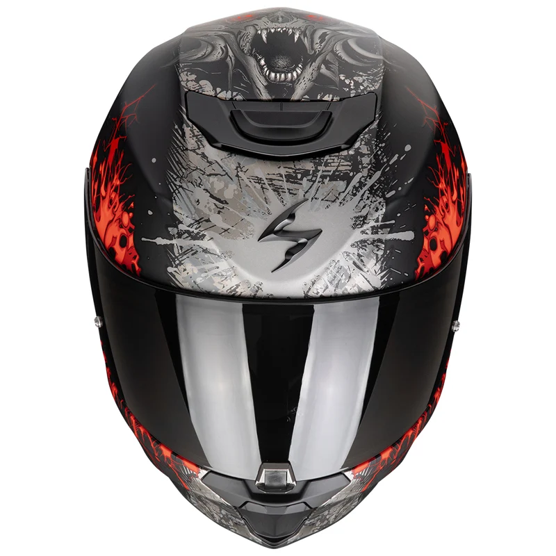 SCORPION CASCOS EXO-391 WOLF NEGRO MATE PLATA ROJO