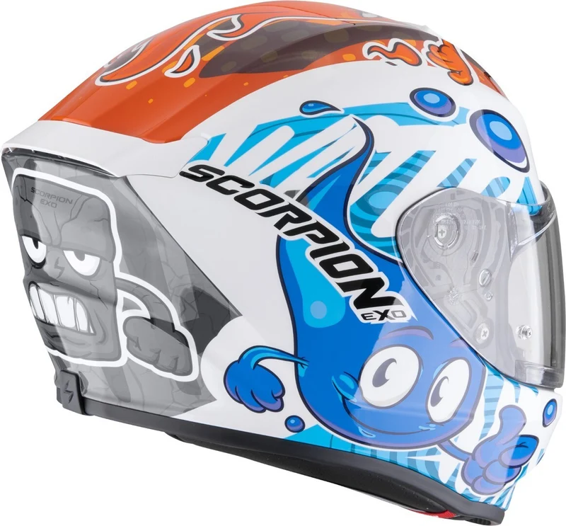 SCORPION EXO-JNR AIR THE4ELEMENTS Integral Casco Blanco-Azul-Naranja