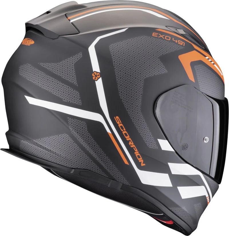 SCORPION CASCOS INTEGRALES EXO 491 KRIPTA NEGRO MATE NARANJA BLANCO