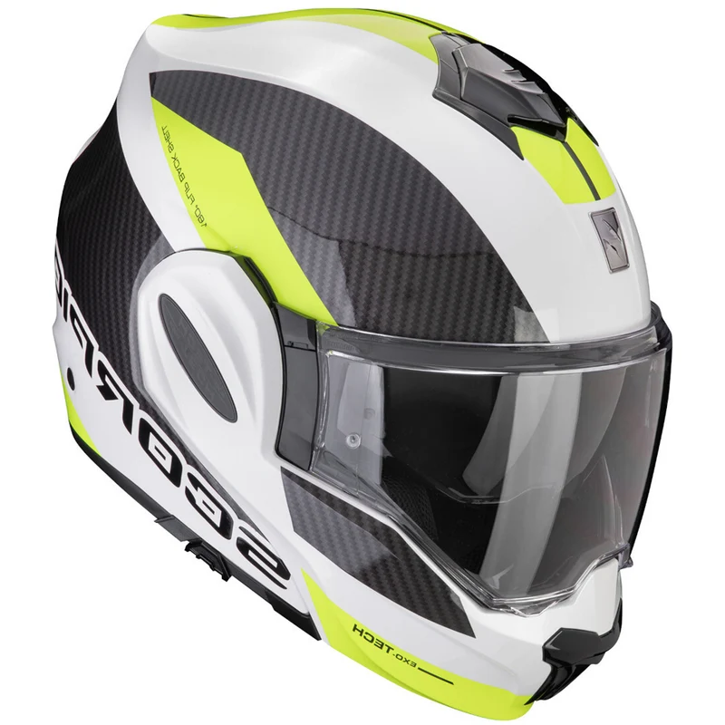 SCORPION Exo Tech Evo Team Casco Modular Ligero Blanco-Amazillo