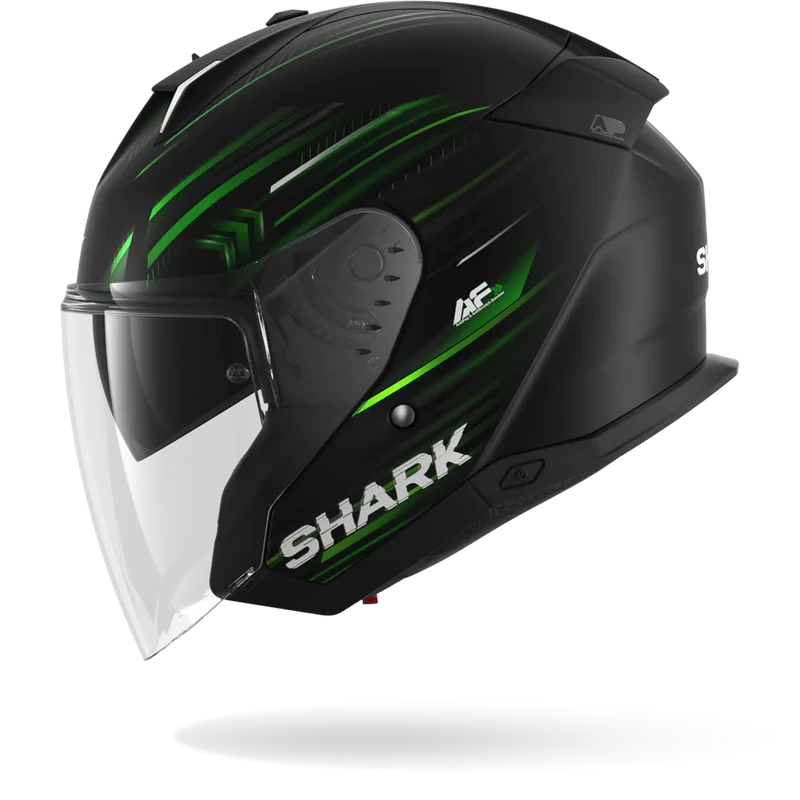 SHARK SKWAL i3 JET Light-Blur Casco Negro Mate Verde Blanco