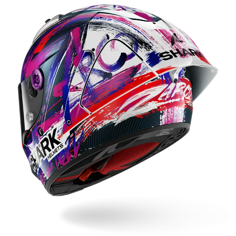 SHARK AERON-GP Fim Carbon Casco Integral De Moto Violeta Blanco