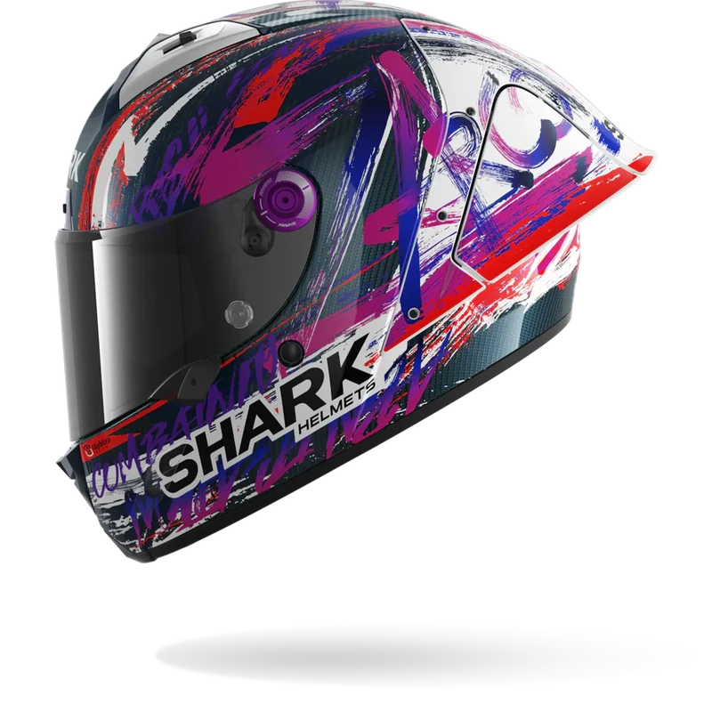 SHARK AERON-GP Fim Carbon Casco Integral De Moto Violeta Blanco