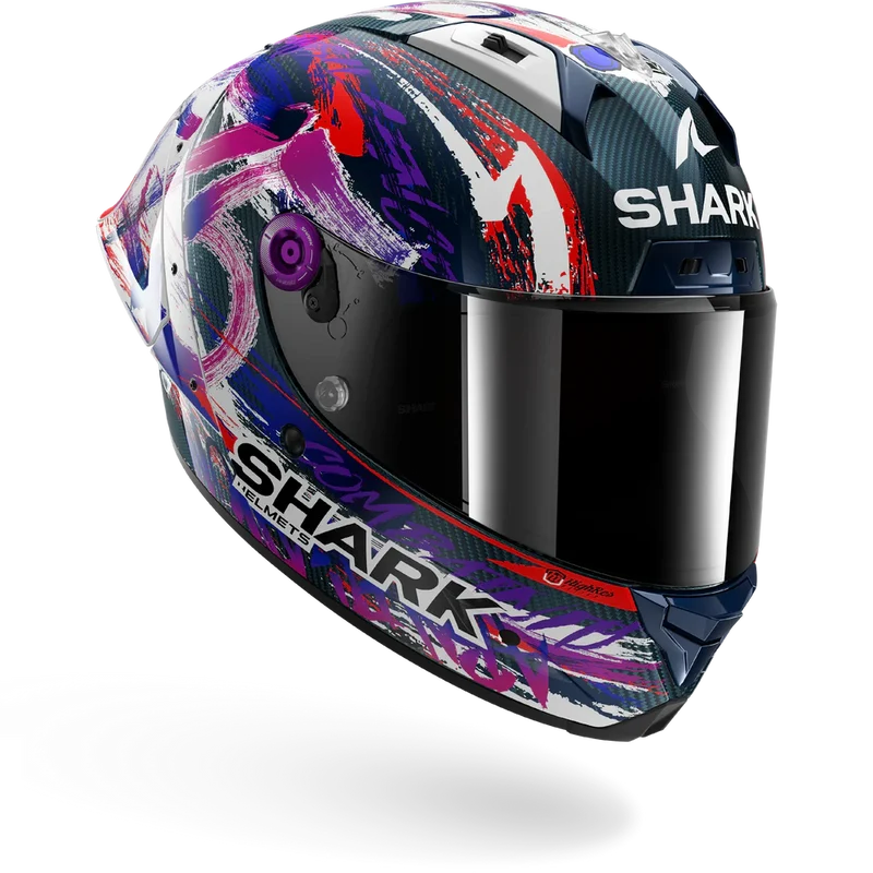 SHARK AERON-GP Fim Carbon Casco Integral De Moto Violeta Blanco