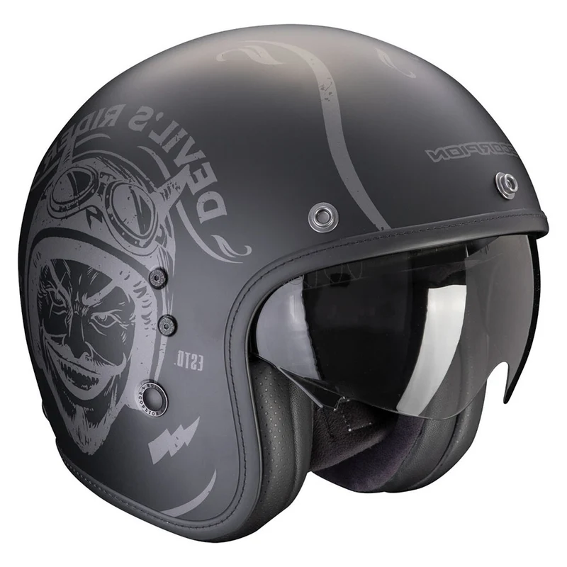 SCORPION - BELFAST EVO ROMEO ABIERTO CASCO Negro mate-Plata