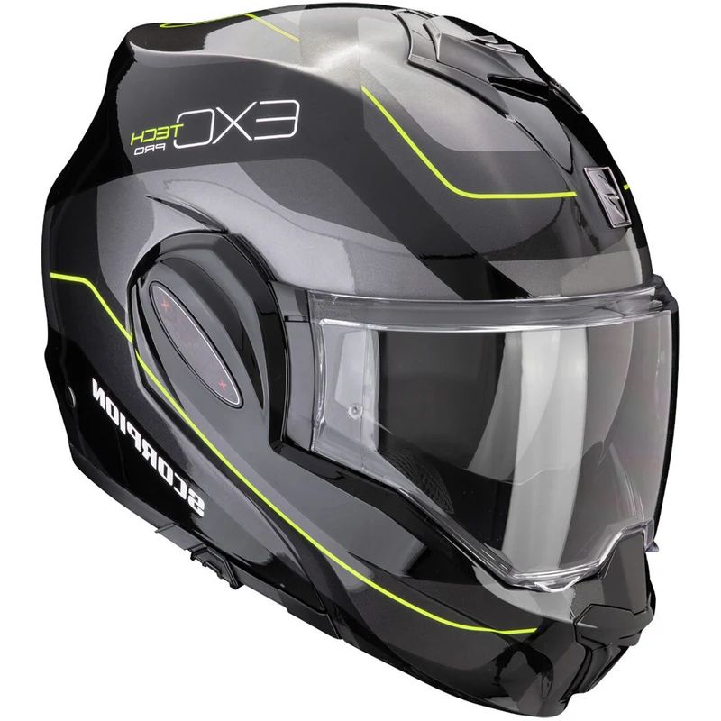 SCORPION Exo-Tech Evo Pro Commuta Casco modular Negro Plata Amarillo