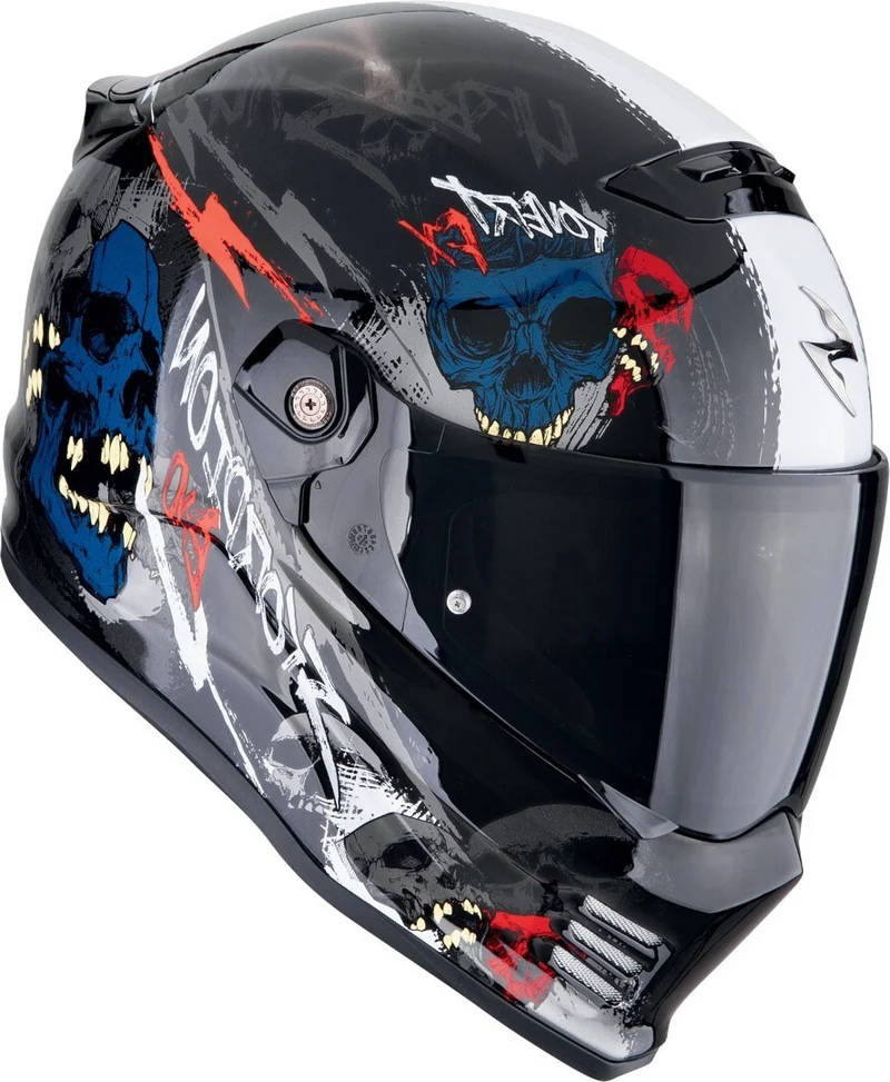 SCORPION CASCOS INTEGRALES COVERT FX SKULLZ NEGRO GRIS ROJO