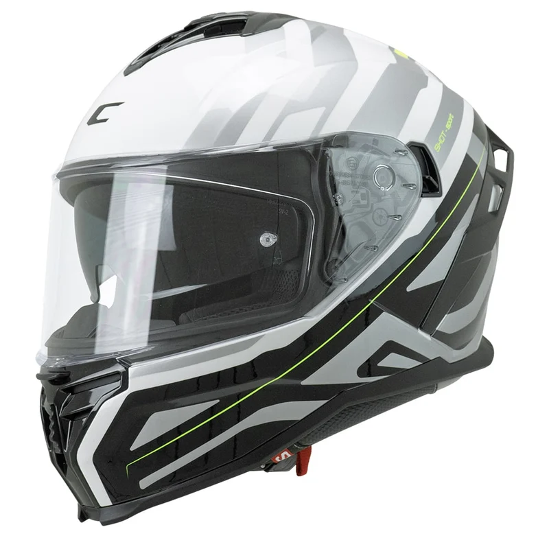 CGM SHOT VILLAIN 363M CASCO DE MOTO BLANCO NEGRO AMARILLO FLÚORRO