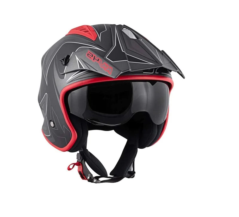 KAPPA KV45 Trial Gemini Jet Urban Turismo Casco Negro Mate Rojo