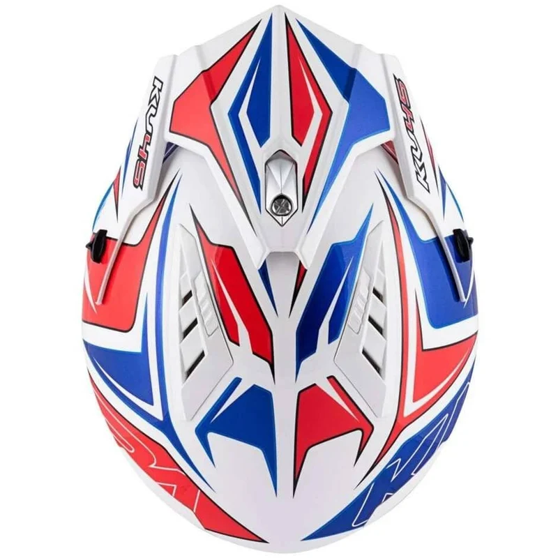 KAPPA KV45 Trial Moto Retro Estilo Casco Blanco Rojo Azul