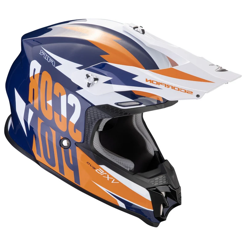 SCORPION VX 16 EVO AIR SLANTER Motocross Casco Azul Naranja