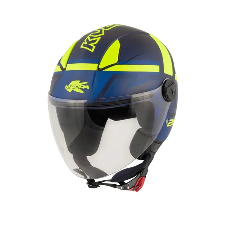 KAPPA KV40 Hawaii Scooter Cara Abierta Casco Azul Mate Amarillo