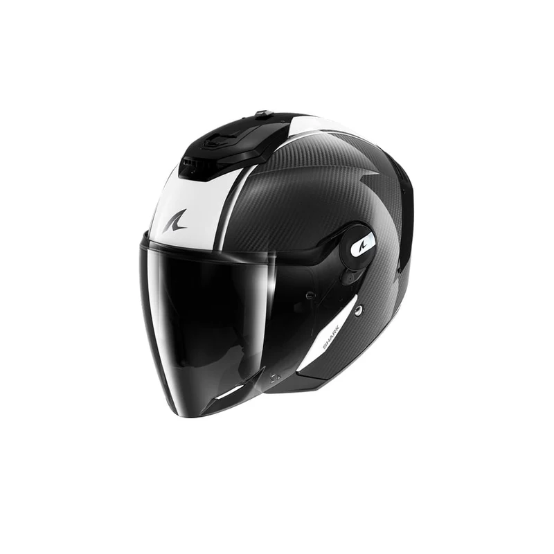 SHARK RS Jet Piel Carbono Blanco Negro Casco