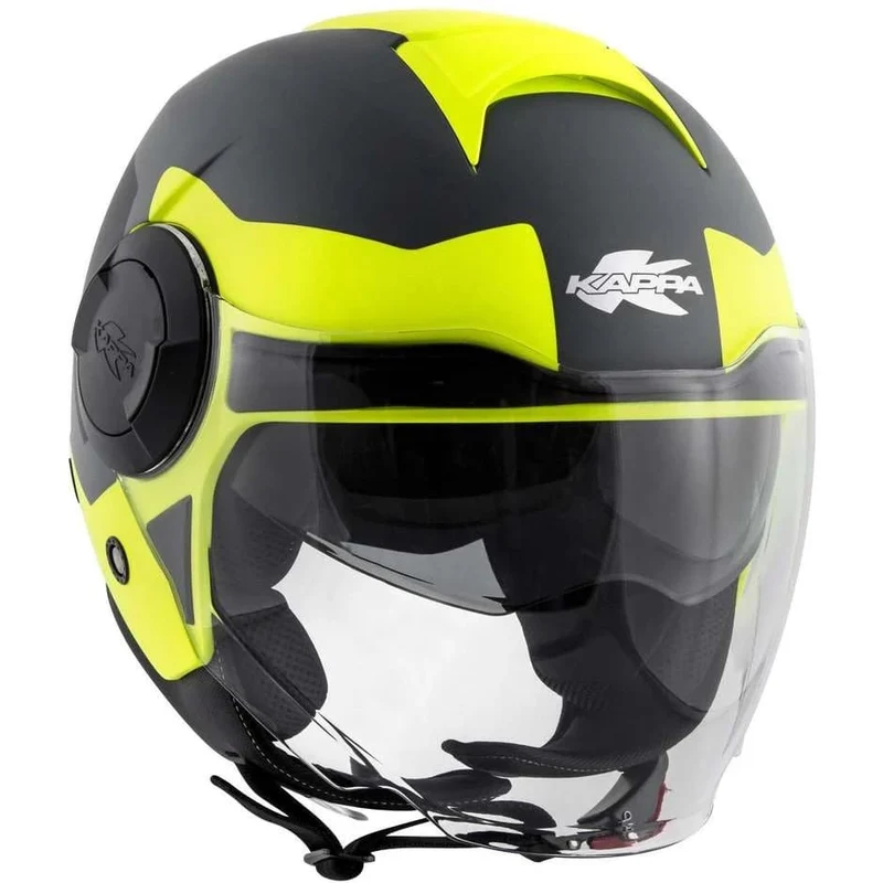 KAPPA KV37 EVO Motocicleta Jet Casco Titanio Mate Negro Amarillo