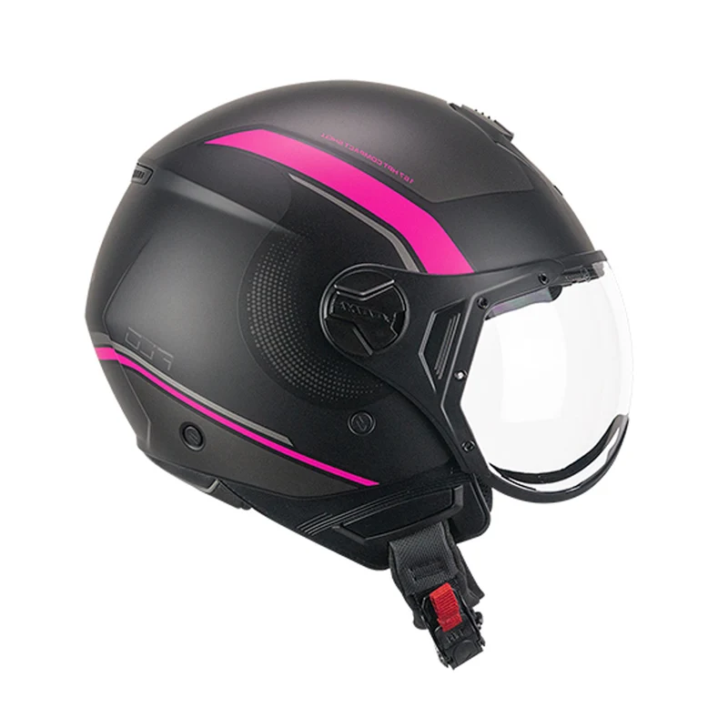 CGM 167M FLO DOT Jet Casco Negro Fucsia Fluo Mate conformado