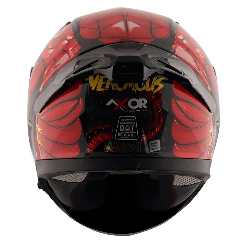 AXOR APEX VENOMOUS DV CASCO INTEGRAL DE MOTO NEGRO ROJO