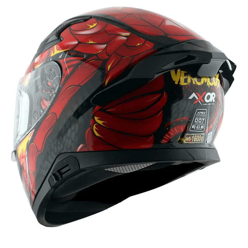 AXOR APEX VENOMOUS DV CASCO INTEGRAL DE MOTO NEGRO ROJO