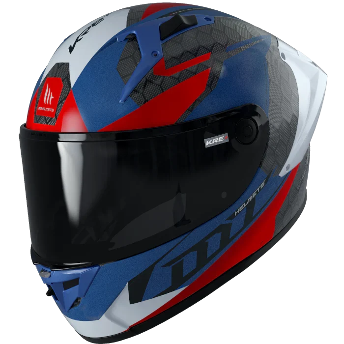 MT FF103PLUSC KRE+ CARBON PROJECTILE CASCO DE MOTO D7 AZUL BRILLO