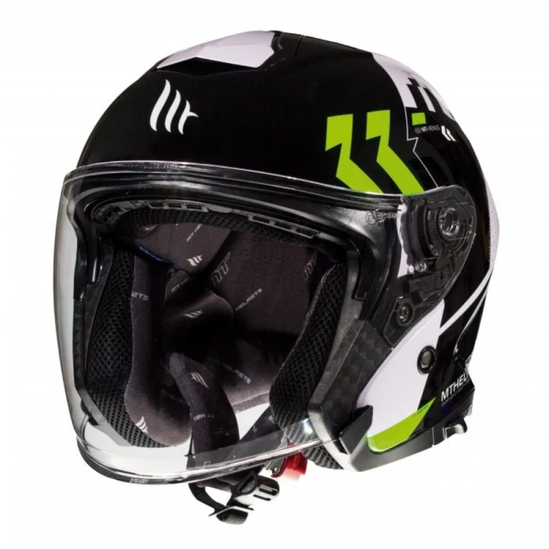 MT OF504SV THUNDER 3 SV JET VENUS CASCO DE MOTO A6 VERDE FLUOR PERLA BRILLO