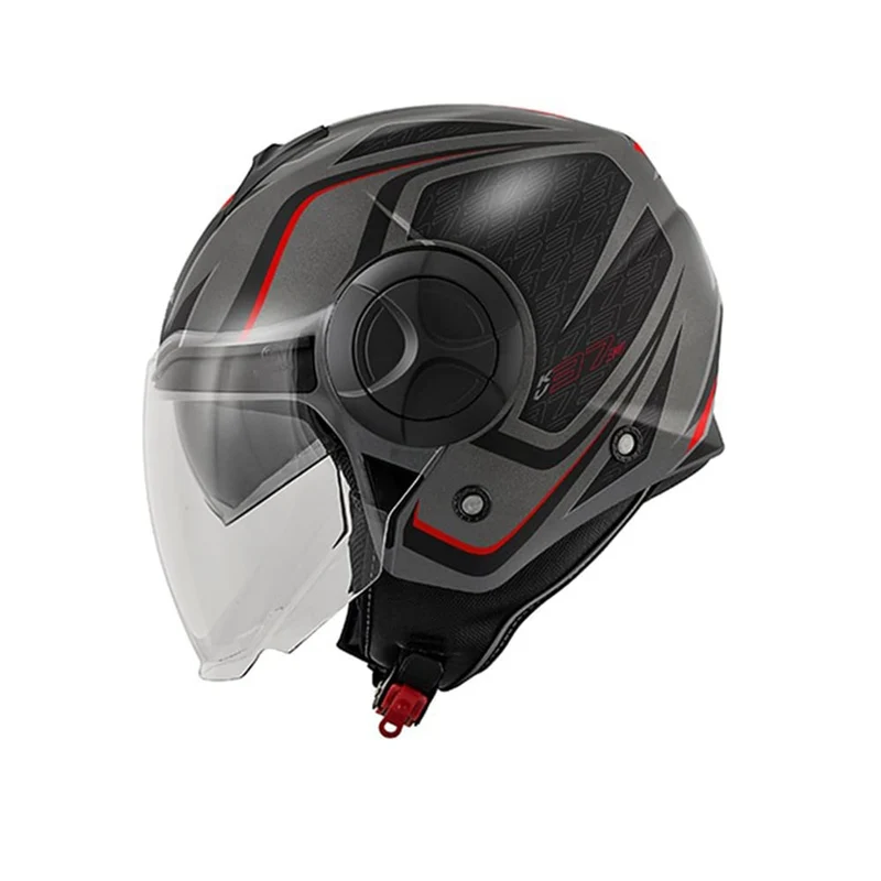 Kappa KV37R EVO Gráfica TITANIO AFILADO OP Moto Casco Jet ROJO