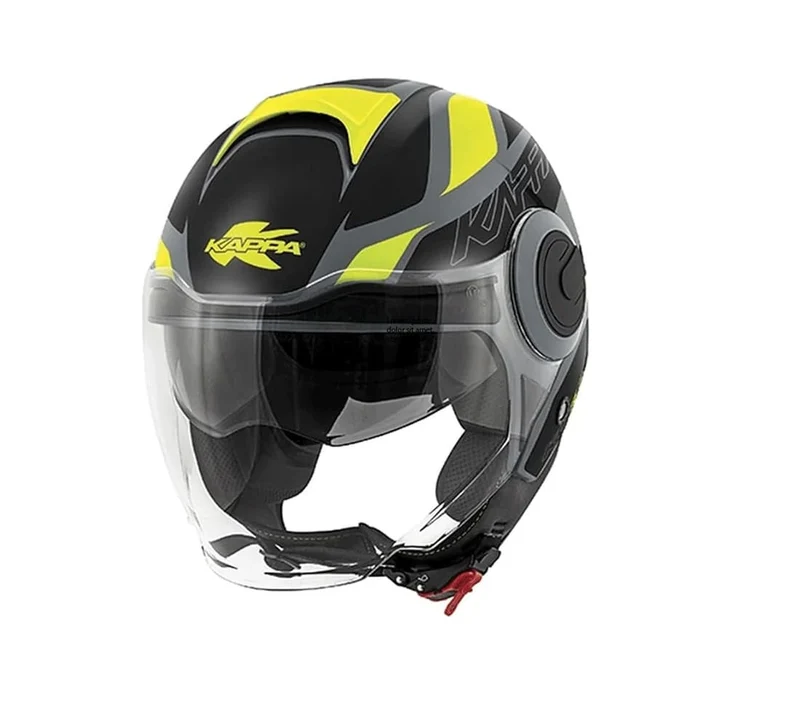 KAPPA KV37 EVO Motocicleta Cara Abierta Casco Gris Negro Mate Amarillo