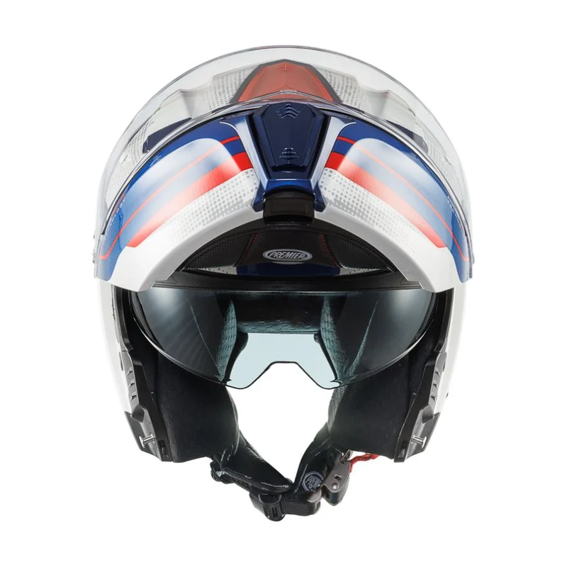 PREMIER LEGACY GT SE 13 CASCO MODULAR DE MOTO BLANCO AZUL ROJO