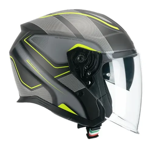 CGM 136G RNA SPORT JET GRIS Amarillo Moto Casco Fluor Mate