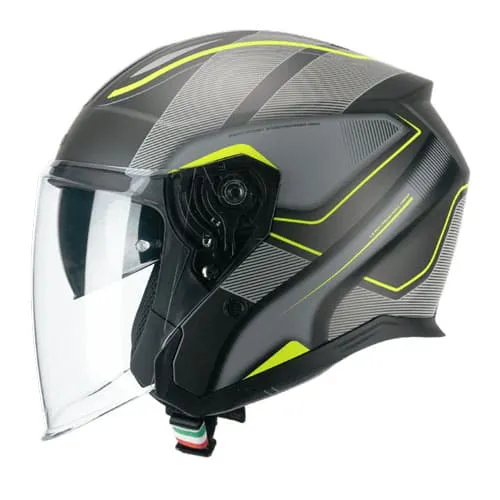 CGM 136G RNA SPORT JET GRIS Amarillo Moto Casco Fluor Mate