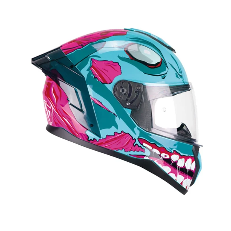 CGM 330U RIOT UNDEAD Integral Moto Casco Azul Rosa