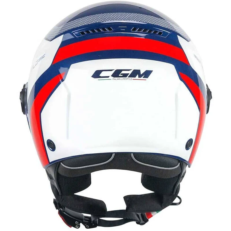 CGM 167D FLO SPORT Jet Casco De Moto Azul Blanco Rojo