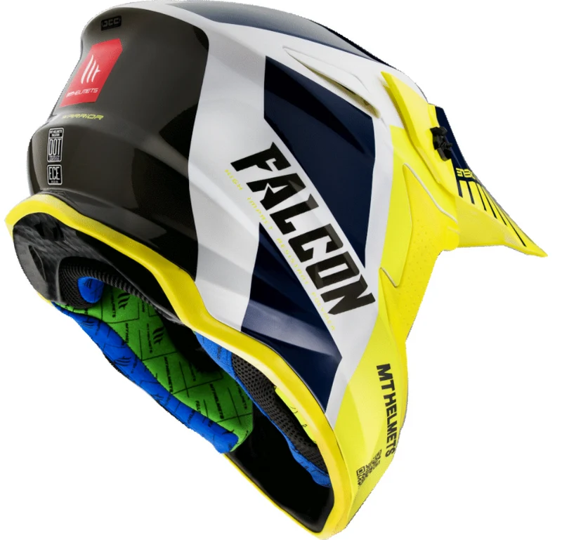 MT MX802 FALCON WARRIOR CASCO DE MOTO A3 BLANCO AMARILLO