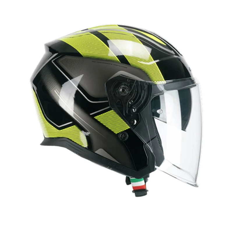 CGM 136G RNA SPORT Jet Moto Casco Negro Amarillo Fluo