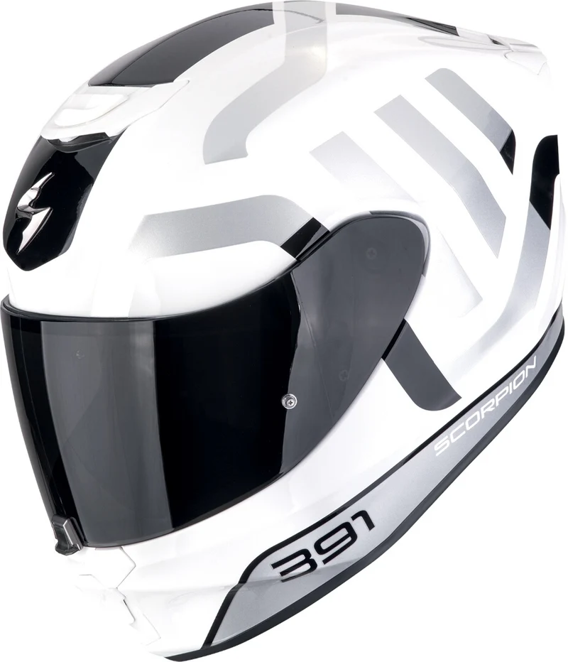 SCORPION CASCOS INTEGRALES EXO-391 AROK BLANCO NEGRO PLATA