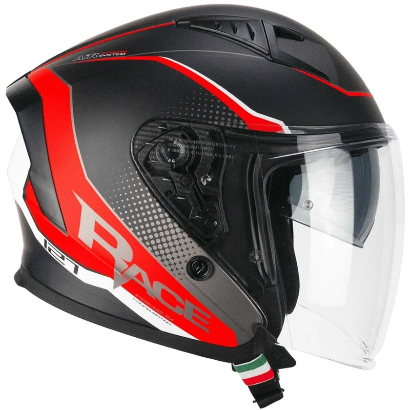 CGM 127G DEEP RACE ABATIBLES CASCO JET GRAFITE ROSSO OPACO