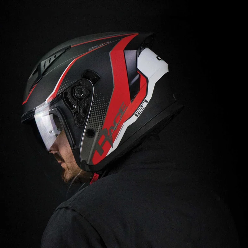 CGM 127G DEEP RACE ABATIBLES CASCO JET GRAFITE ROSSO OPACO