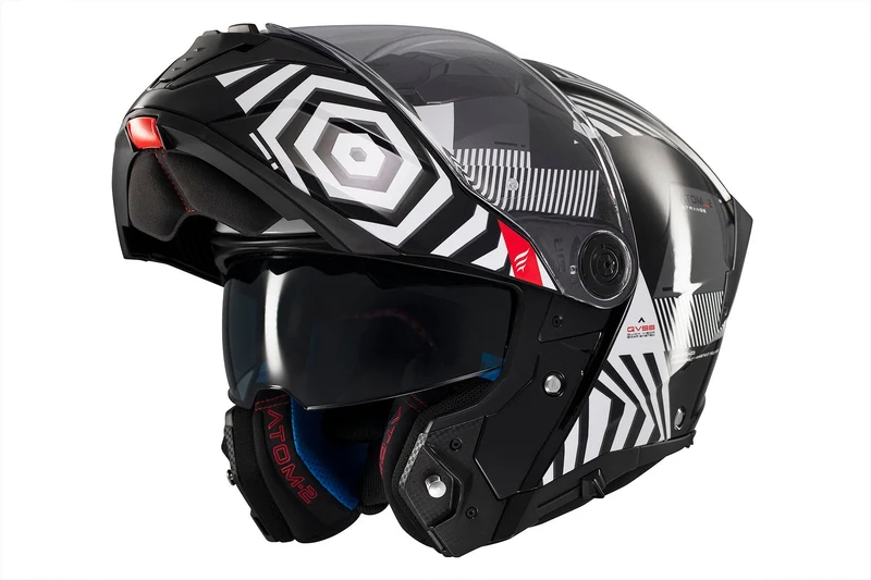 MT ATOM 2 STRANGE CON PARTE DELANTERA ABATIBLE MODULAR CASCO DE MOTO B2 BRILLANTE