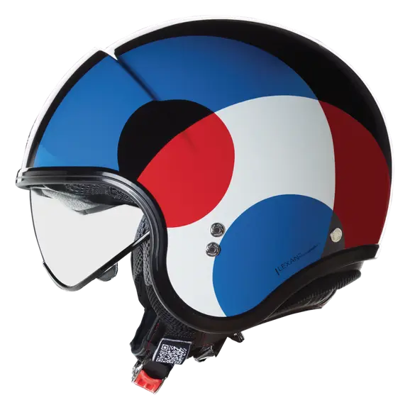 NOLAN N21 06 BICROMO 345 MINI JET CASCO NEGRO AZUL ROJO BLANCO