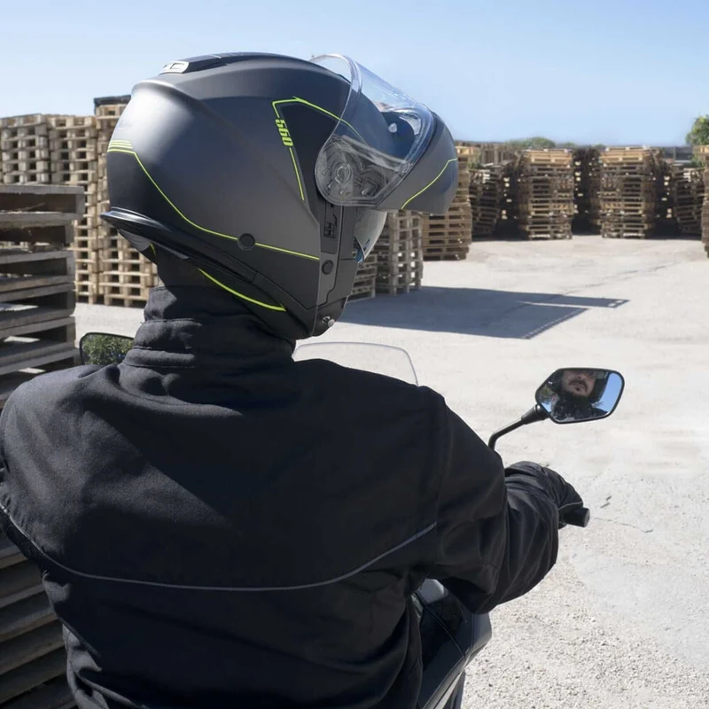 CGM 560G MAD RIDE Grafito Casco Modular Amarillo Fluorescente Mate
