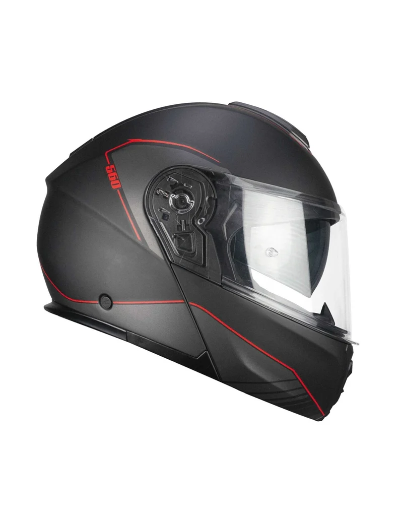 CGM 560G MAD RIDE TURISMO CASCO MODULAR NEGRO ROJO MATE