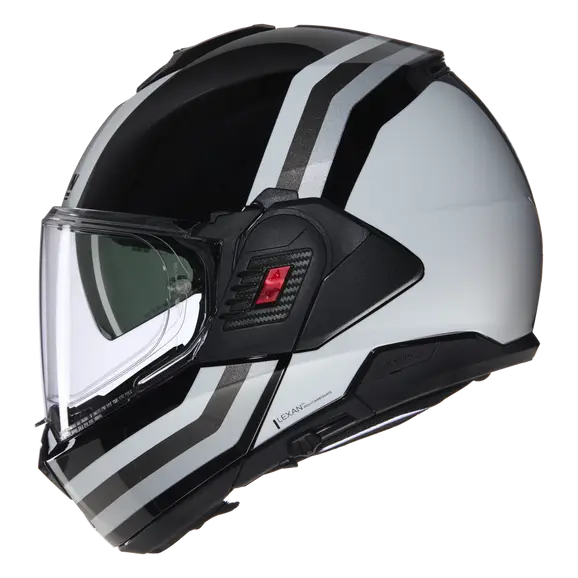 NOLAN N120-1 Lineo 348 Modular Casco Nero Bianco Argento