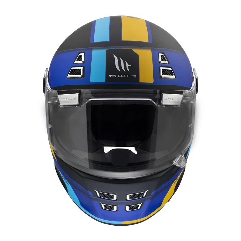 MT JARAMA 68TH INTEGRAL CASCO DE MOTO C7 NEGRO MATE AZUL DORADO