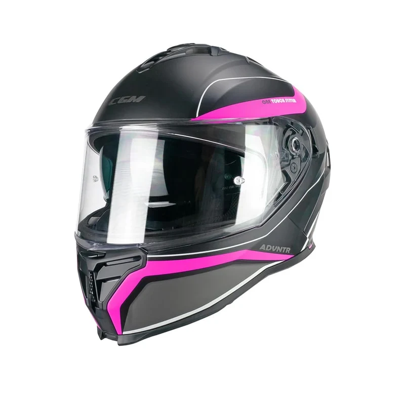 CGM 363 SHOT Integral Moto Casco Negro Fucsia Fluo Mate