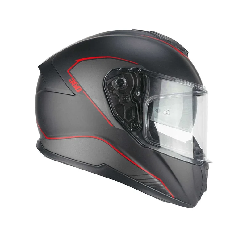 CGM 360G KAD RIDE Integral Moto Torismo Casco Negro Rojo Mate