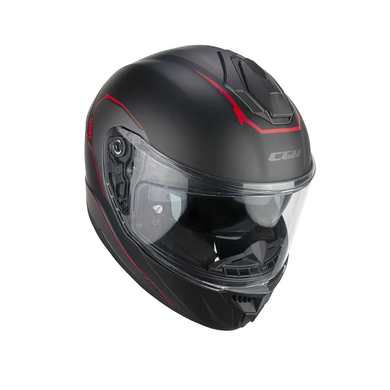CGM 360G KAD RIDE Integral Moto Torismo Casco Negro Rojo Mate