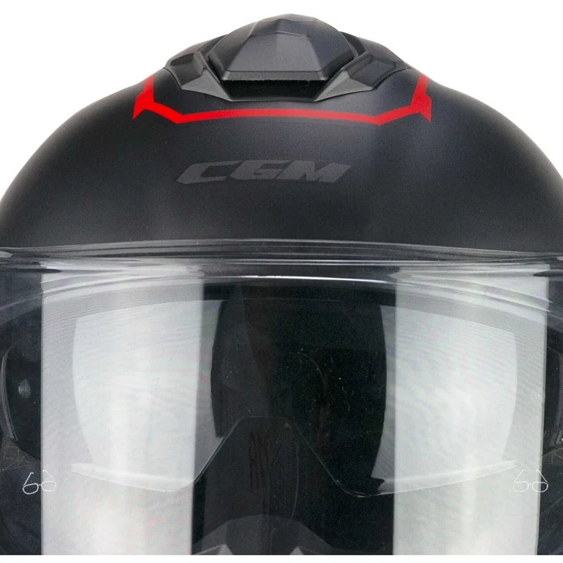 CGM 360G KAD RIDE Integral Moto Torismo Casco Negro Rojo Mate
