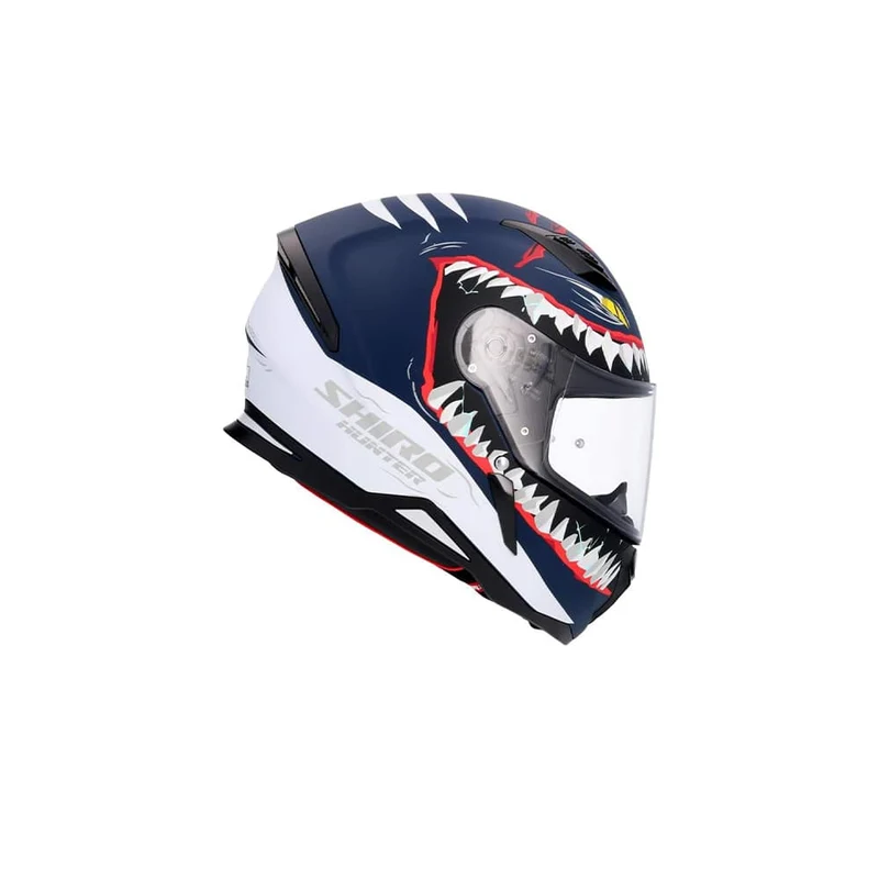 SHIRO HUNTER SHARK CASCO INTEGRAL DE MOTO AZUL SCURO MATE